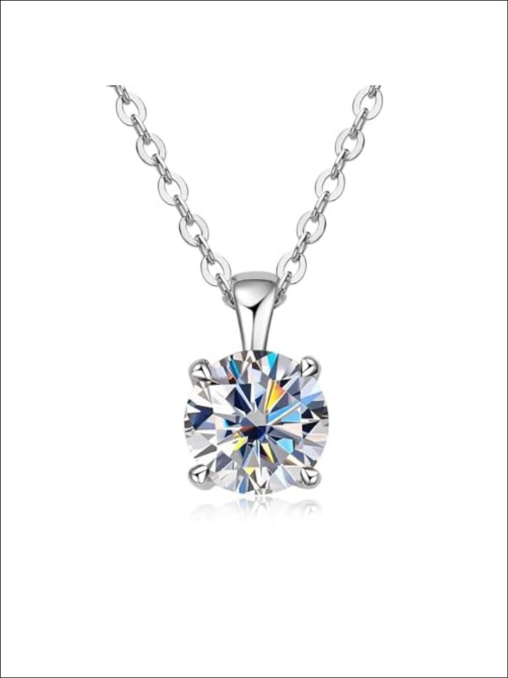14K Gold Over Sterling Silver 1ct VVS1 Round Diamond Pendant Necklace
